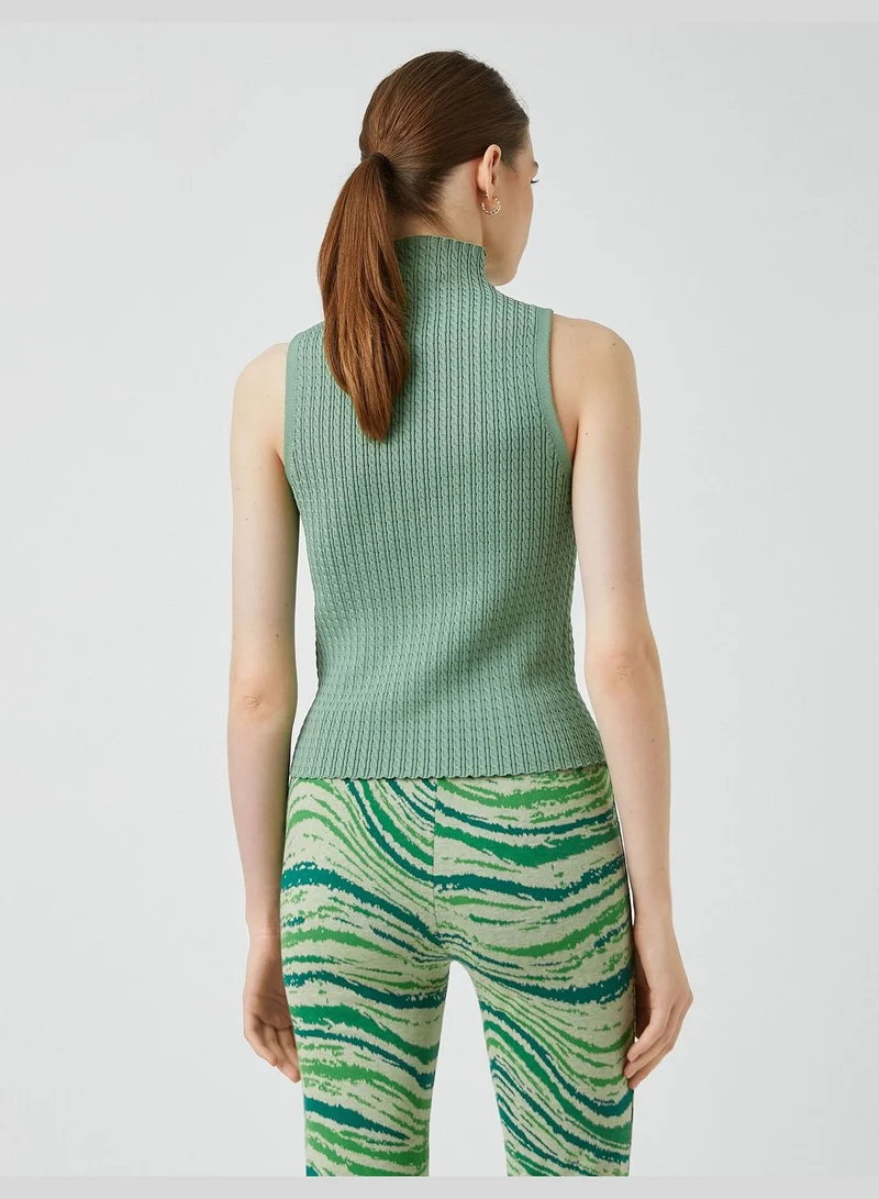 كوتون Turtle Neck Tank Top Knitted Detail