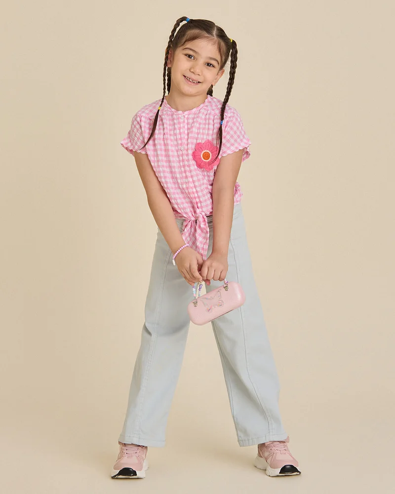 REDTAG Girls Blue Wide Leg Jeans