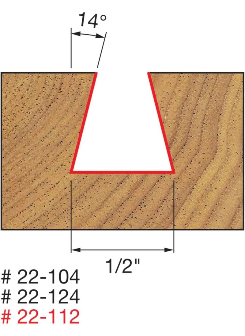 freud Freud 1/2" (dia.) Dovetail Bit with 1/4" shank, 1-7/8" overall length (22-104)  - Image 4