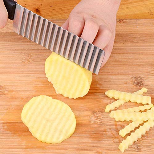 Leeonz® Potato Cutter, Crinkle Choppers French Fries Chips Chopping Knives with Wavy Blade Kitchen Cooking Tool Stainless Steel Potato Cucumber Carrot Vegetable Salad Waves Cutting Tool - Image 2