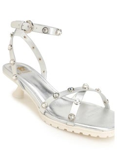 Women's Leather Kitten Slingback Sandal Bungee Closure Silver - pzsku/Z5222A33C180165E88D21Z/45/_/1694567306/a70fd441-c05f-4c6a-9e3d-f0d9f93ccc3c