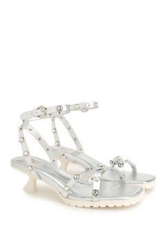 Women's Leather Kitten Slingback Sandal Bungee Closure Silver - pzsku/Z5222A33C180165E88D21Z/45/_/1734709715/750e1be6-fa90-43eb-b523-0b45a5c262a7