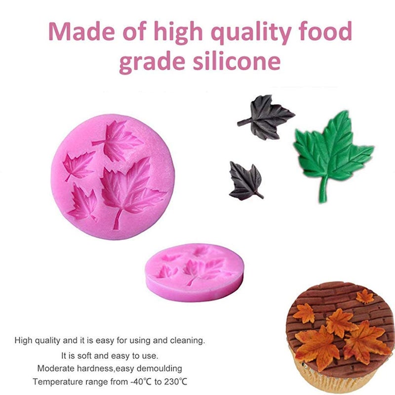 LEGACYCART 5Pcs Silicone Leaves Fondant Molds 3D Mini Maple Leaf Rose Shaped DIY Cake Decoration Molds Modeling Tools for Cake Decoration Cupcake Polymer Clay ResinSize20 x 10 x 3 CM - Image 5