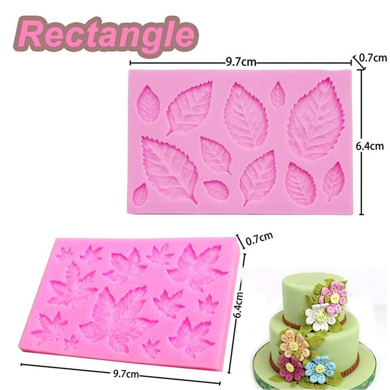 LEGACYCART 5Pcs Silicone Leaves Fondant Molds 3D Mini Maple Leaf Rose Shaped DIY Cake Decoration Molds Modeling Tools for Cake Decoration Cupcake Polymer Clay ResinSize20 x 10 x 3 CM - Image 4