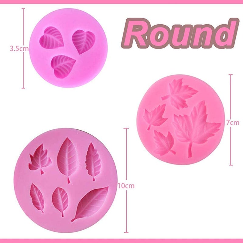 LEGACYCART 5Pcs Silicone Leaves Fondant Molds 3D Mini Maple Leaf Rose Shaped DIY Cake Decoration Molds Modeling Tools for Cake Decoration Cupcake Polymer Clay ResinSize20 x 10 x 3 CM - Image 3