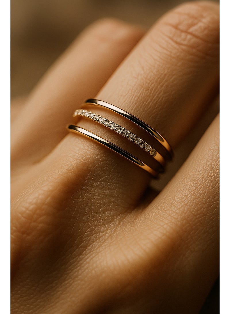 3Diamonds Gold Plated Open Ring – Sparkling Stones, Adjustable & Elegant Look - Image 4