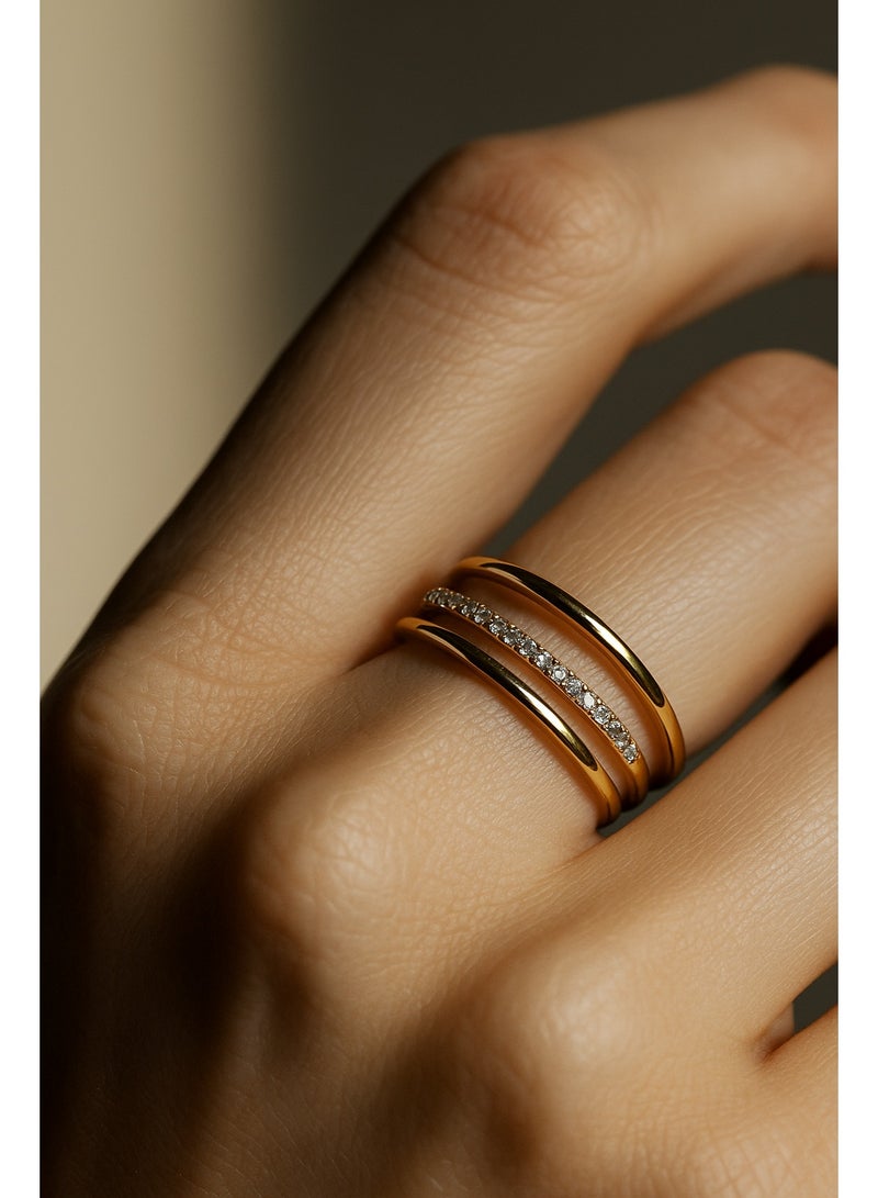 3Diamonds Gold Plated Open Ring – Sparkling Stones, Adjustable & Elegant Look - Image 5