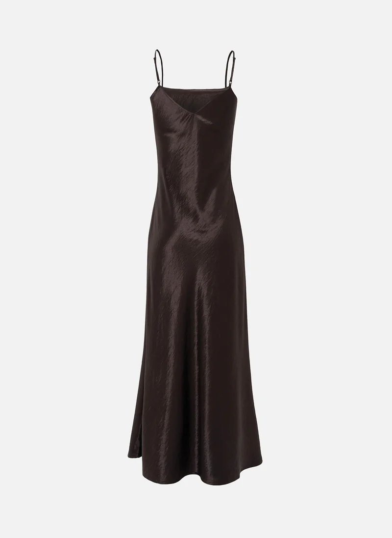 Lichi Maxi slip dress in crinkled-effect satin