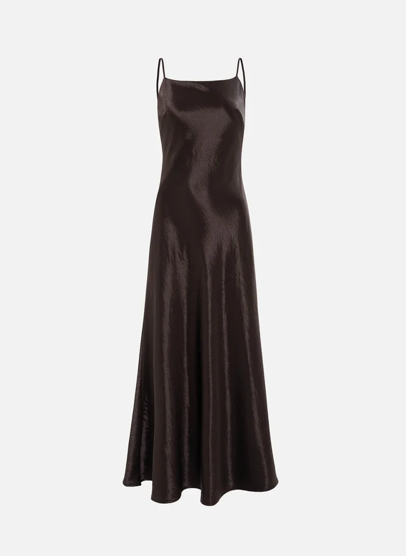 Lichi Maxi slip dress in crinkled-effect satin