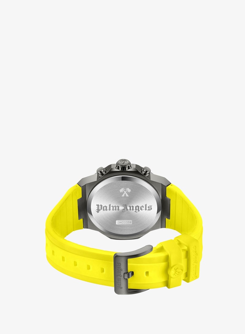 Palm Angels Fiero Black Dial Yellow Silicone Strap Chronograph Watch for Men, 44mm - Image 3
