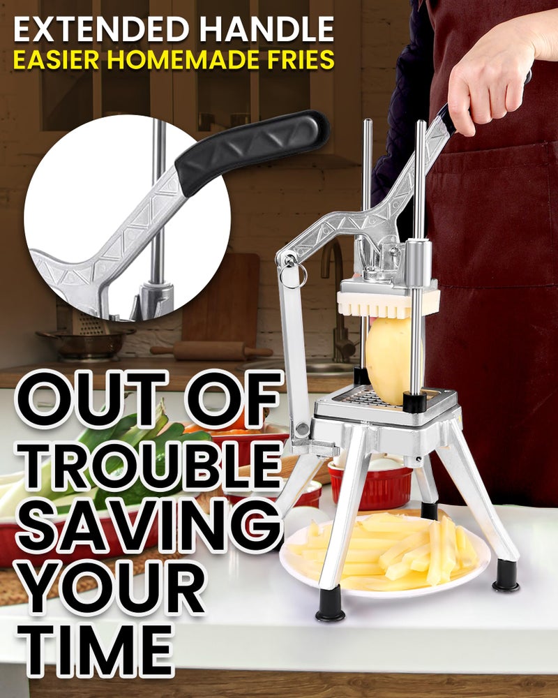 Ezcasch French Fry Cutter Commercial Potato Chopper Stainless Steel Vegetable Dicer Fruit Slicer for Onion,Cabbage,Carrots,Potato,Mushroom,with 4 Blades(1/4",3/8",1/2",8 wedge slice) - Image 5