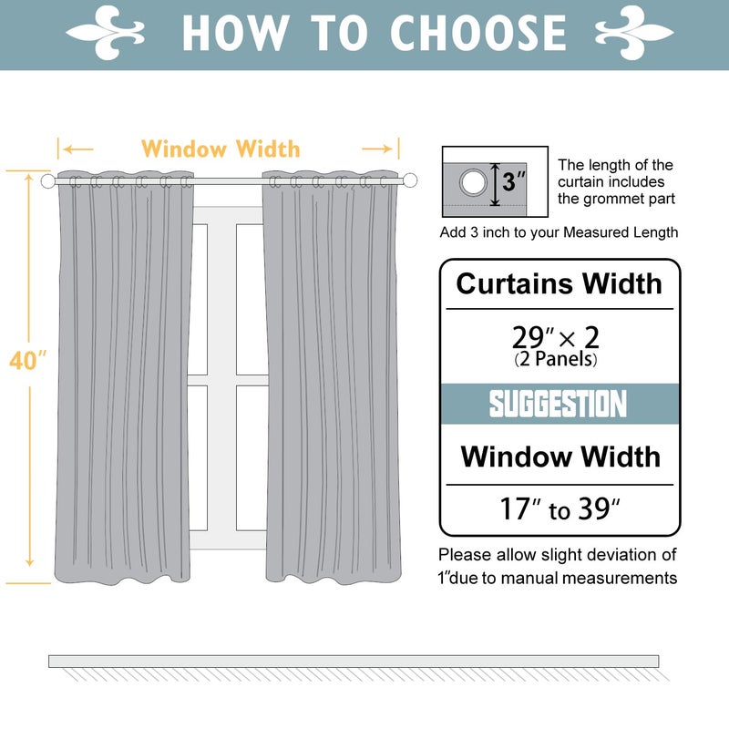 ChrisDowa Small Window Curtains 40 inches Long for Bedroom - Grommet Short Thermal Insulated Room Darkening Curtains for Kitchen (2 Panels  Aqua  29 x 40 Inch) - Image 5