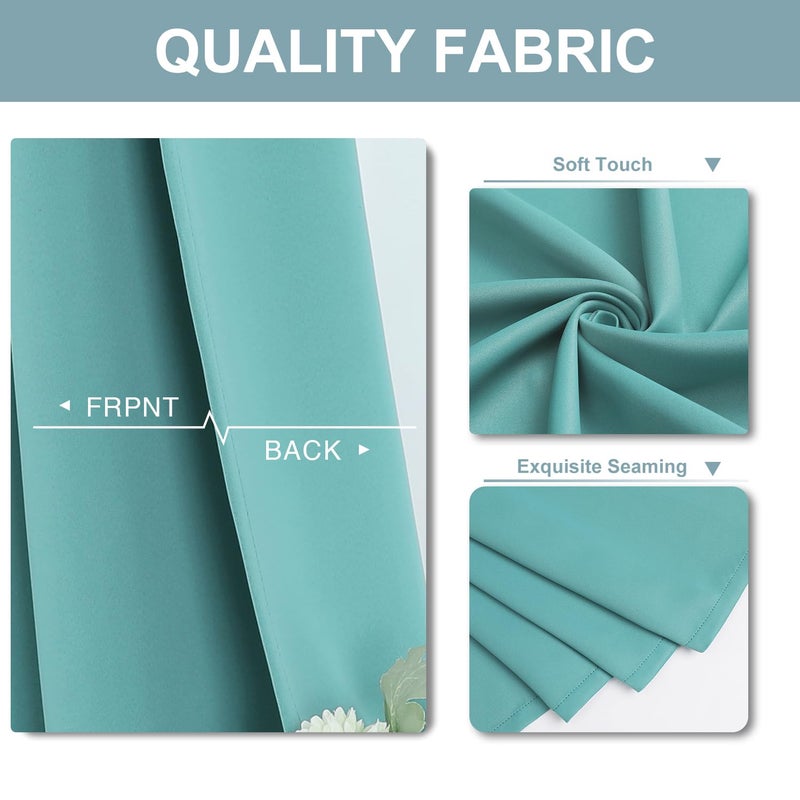 ChrisDowa Small Window Curtains 40 inches Long for Bedroom - Grommet Short Thermal Insulated Room Darkening Curtains for Kitchen (2 Panels  Aqua  29 x 40 Inch) - Image 3