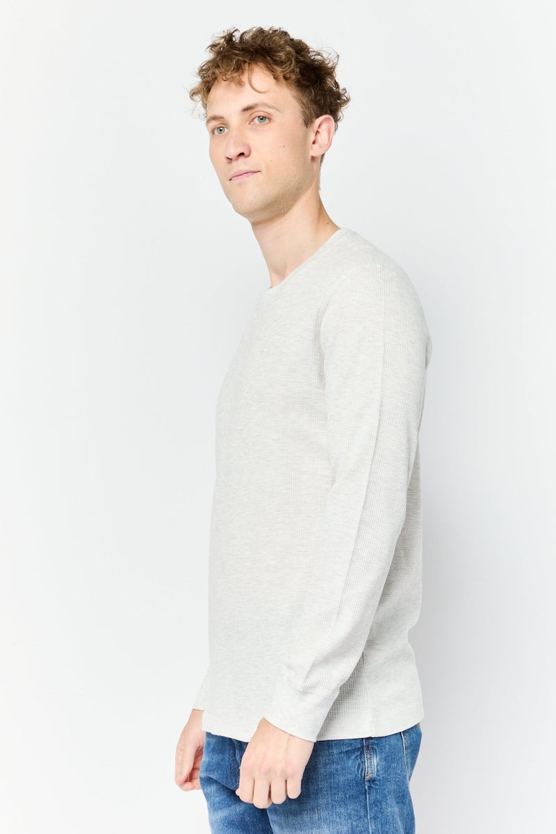 Chaps Men Crew Neck Long Sleeve Embroidered Logo Sweatshirt, Light Grey - Image 3