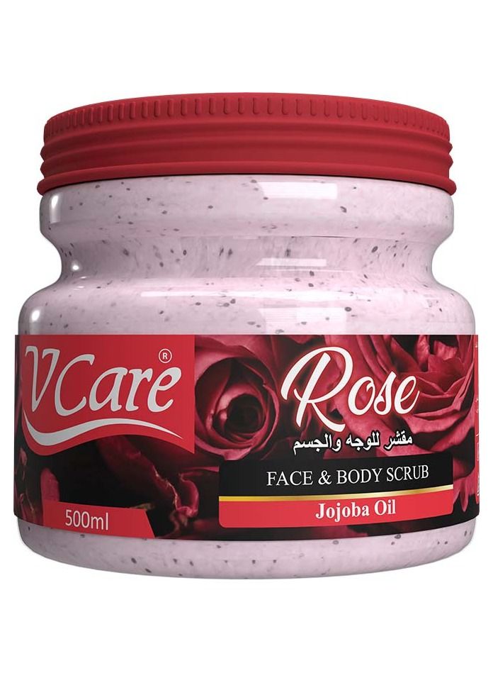 Vcare Face and Body Scrub 500ml| Rose and Jojoba Gentle Exfoliation for Smooth Skin - Image 1