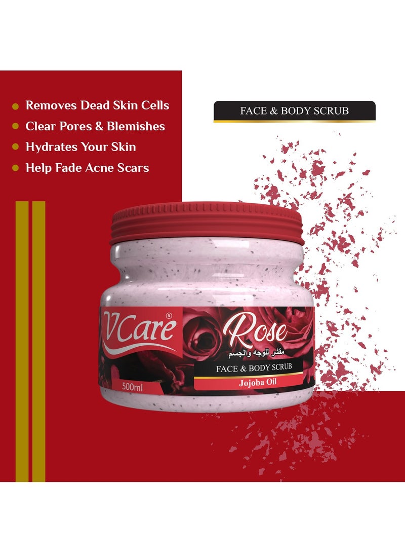 Vcare Face and Body Scrub 500ml| Rose and Jojoba Gentle Exfoliation for Smooth Skin - Image 2
