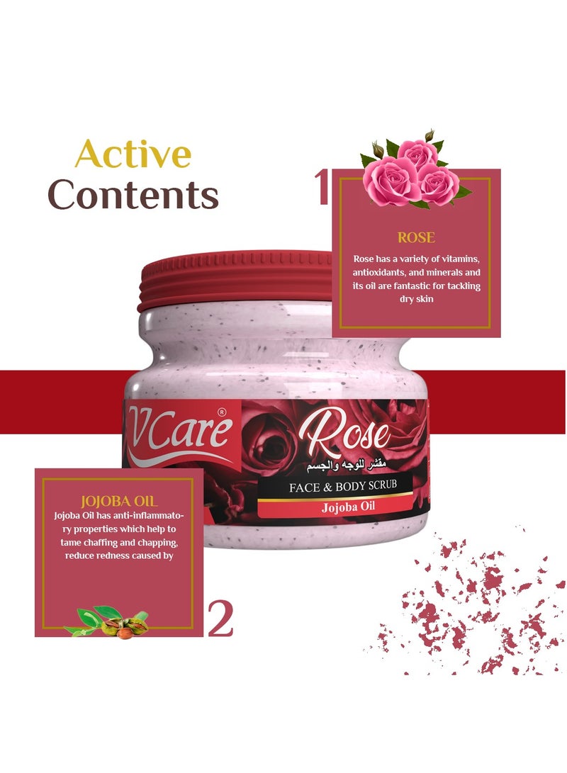 Vcare Face and Body Scrub 500ml| Rose and Jojoba Gentle Exfoliation for Smooth Skin - Image 4