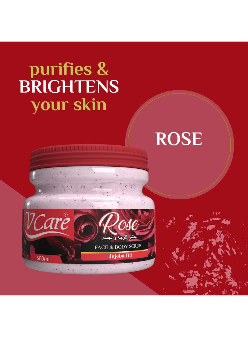 Vcare Face and Body Scrub 500ml| Rose and Jojoba Gentle Exfoliation for Smooth Skin - Image 5
