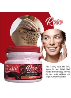 VCare Vcare Face and Body Scrub 500ml| Rose and Jojoba Gentle Exfoliation for Smooth Skin  - Image 3