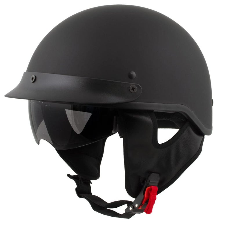 Milwaukee Helmets MPH9718DOT Momentum Matte Black Half Face Motorcycle DOT Bikers Helmet w Drop Down Visor Large