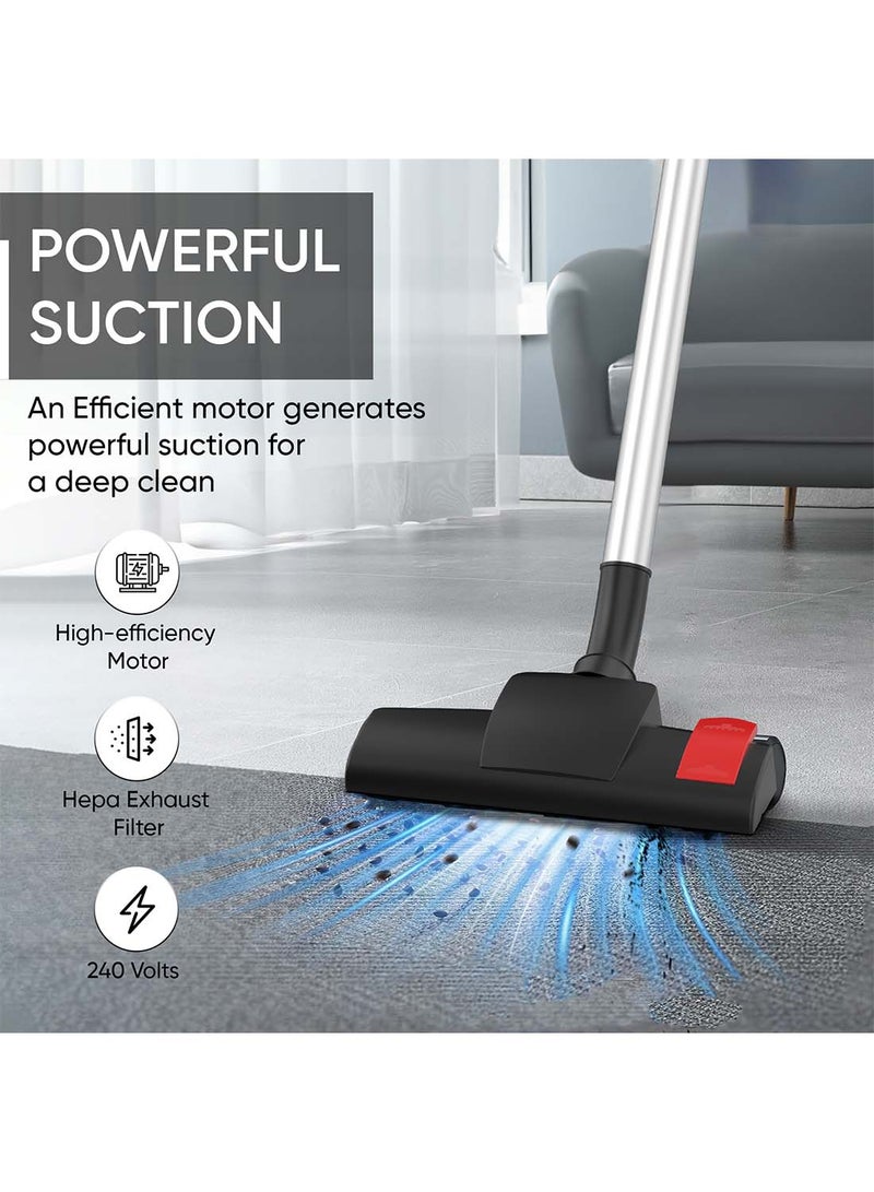 NIKAI Vacuum Cleaner With High Suction Power, Hepa Filter, And Multipurpose Brush - Effortless Cleaning, Telescopic Tube And Easy Carry Handle, Speed Control, For Home And Office Use 3.5 L 2000 W NVC9260A1 Black/Silver/Red - Image 4