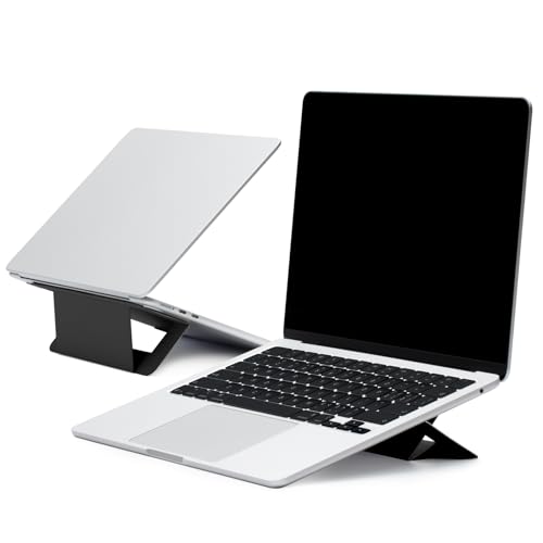 MOFT Laptop Stand for Desk, Adhesive Airflow Laptop Cooling Stand for Heat Dissipation with 2 Adjustable Viewing Angles, Foldable & Portable Computer Stand Compatible with Laptops 11"-16", Jet Black - Image 1