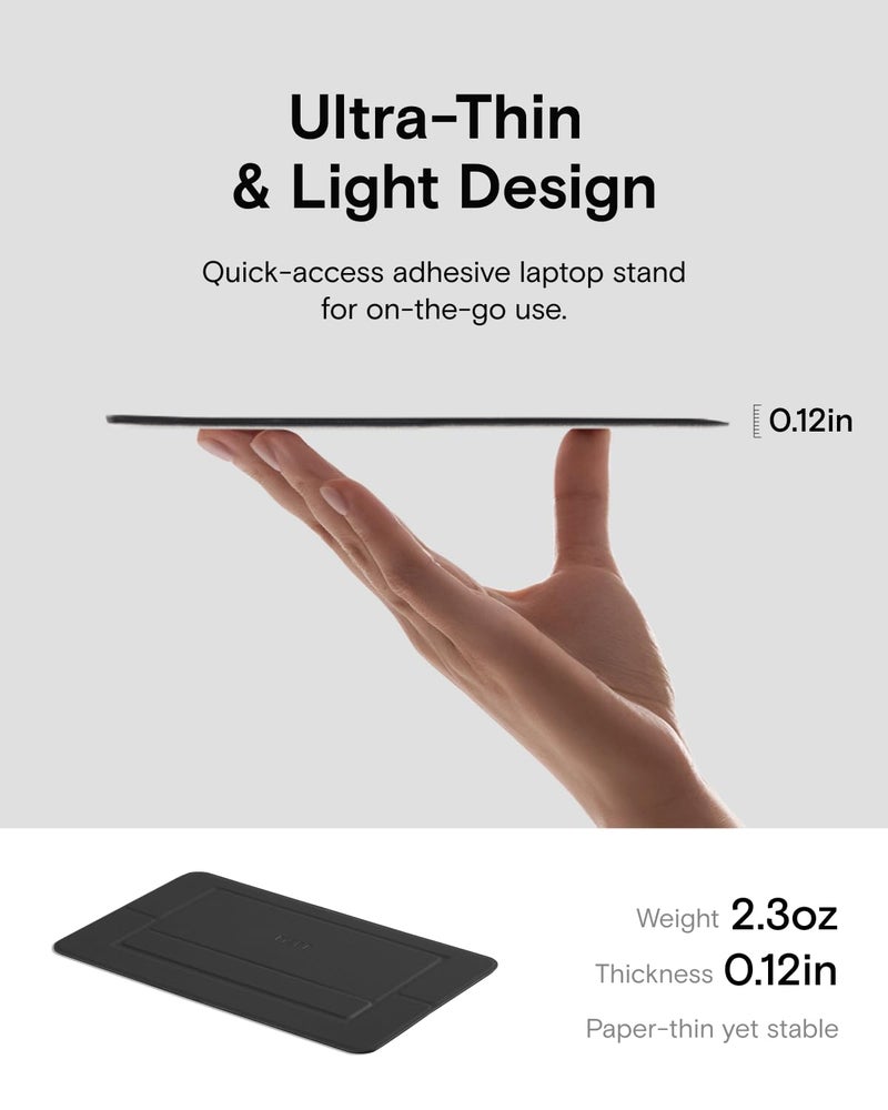 MOFT Laptop Stand for Desk, Adhesive Airflow Laptop Cooling Stand for Heat Dissipation with 2 Adjustable Viewing Angles, Foldable & Portable Computer Stand Compatible with Laptops 11"-16", Jet Black - Image 2