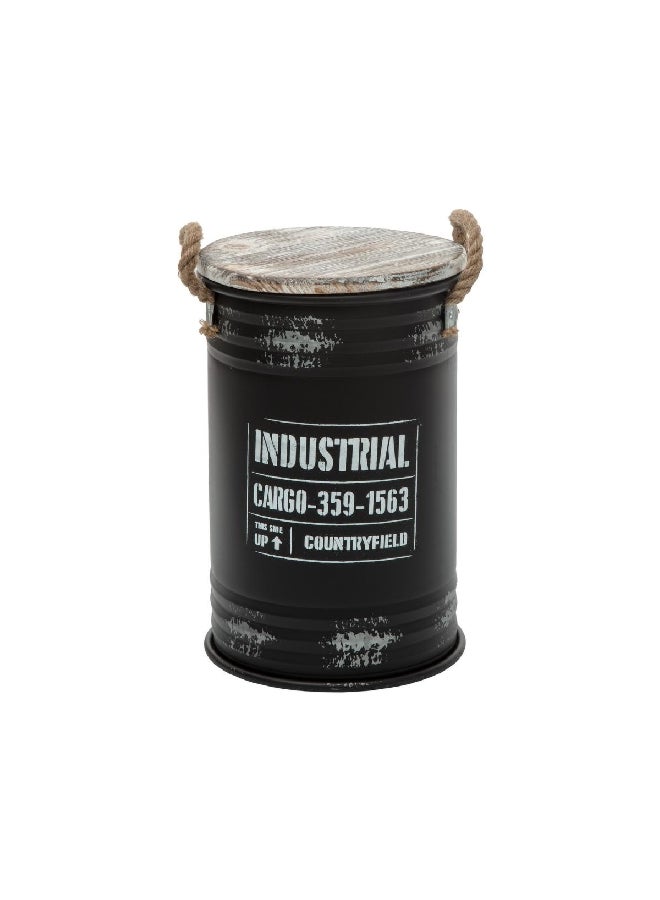 atmosphera 3-Piece Loft High Quality Iron Industrial Storage Trunk Set Black and Brown 51.7 x 39.9 x 39.9 cm 166517B  - Image 3