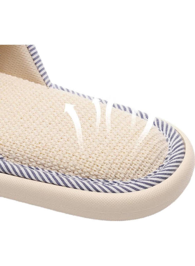 Xggc Four-Season Slippers For Men And Women, Spring And Autumn Indoor Home Use, Fabric, Sweat-Absorbing, Breathable, Cotton And Linen Slippers, Brown, Size 44-45 - Image 1