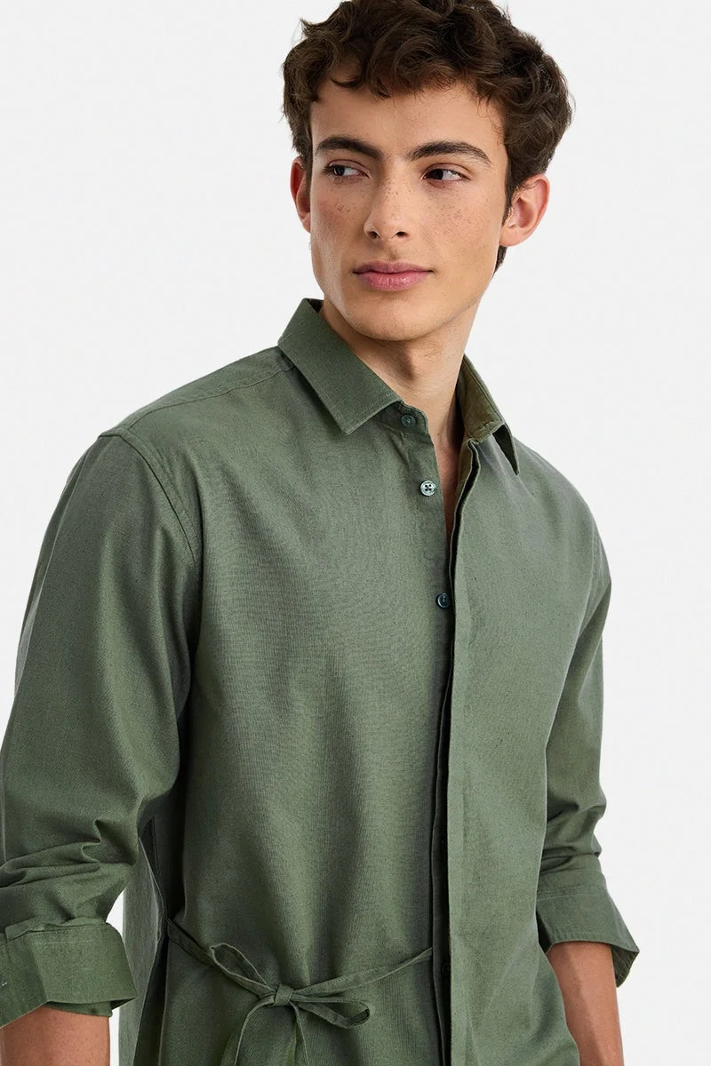 SNITCH Green Solid Long Sleeve Regular Fit Shirt