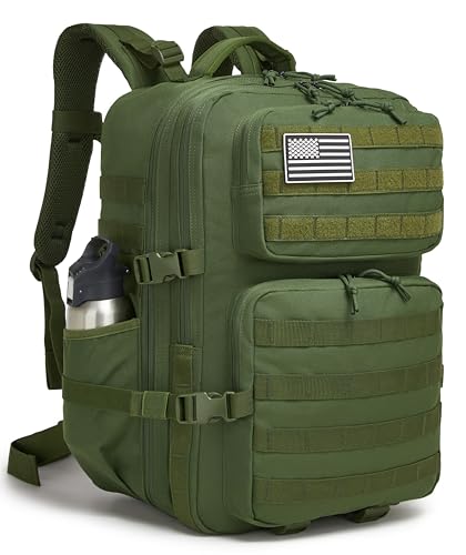 Wotony Military Tactical Backpack for Men Waterproof Daypack 3 Day Assault Pack Molle Bag with Water Bottle Holder Military green 50L - Image 1