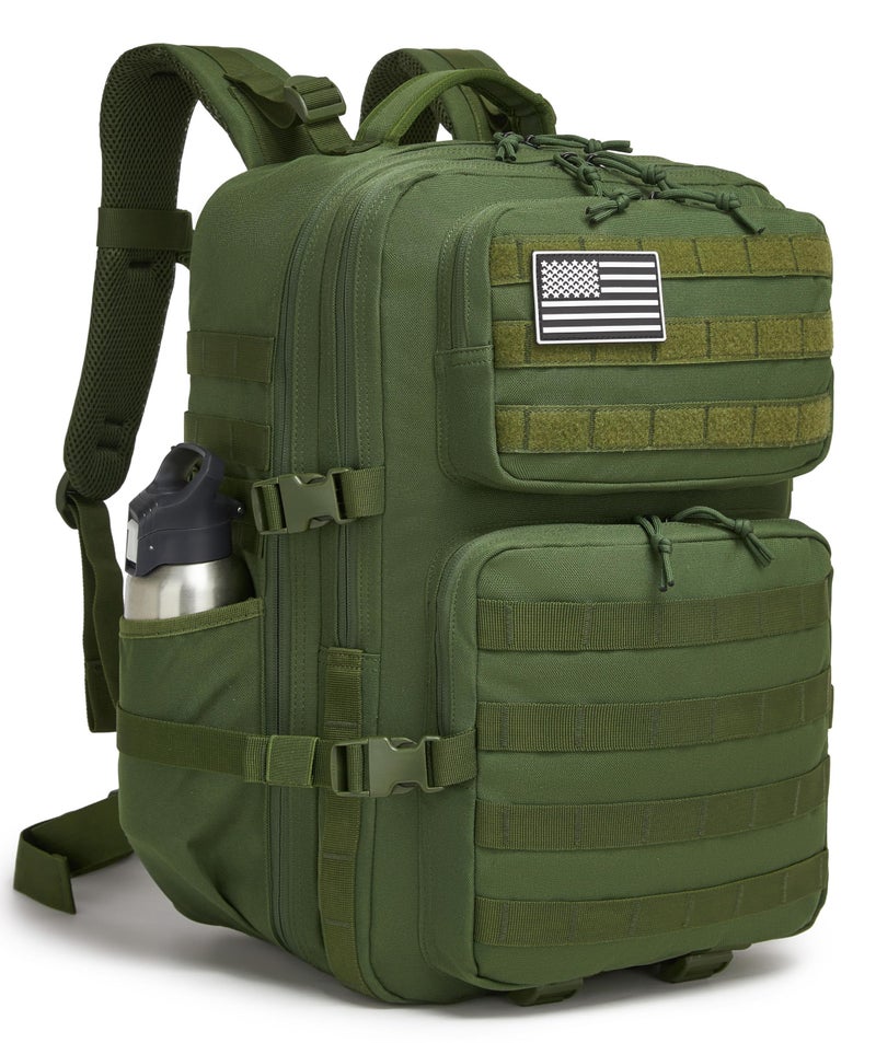 Wotony Military Tactical Backpack for Men Waterproof Daypack 3 Day Assault Pack Molle Bag with Water Bottle Holder Military green 50L - Image 2