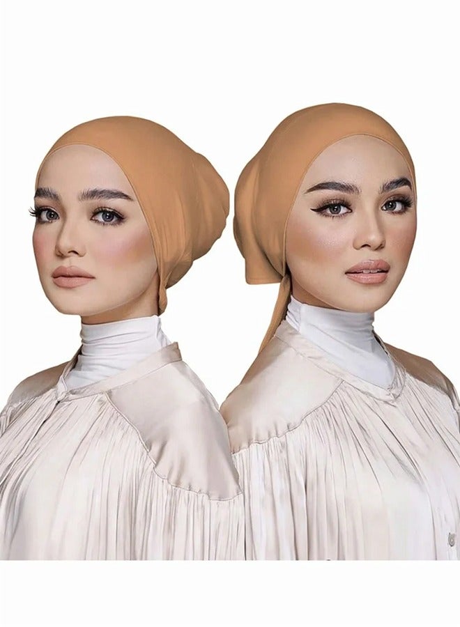 Women Under Scarf 3PCS Chemo Headwear Hat Hijab Cap Islamic Muslim with Tie-Back Closure - Image 2