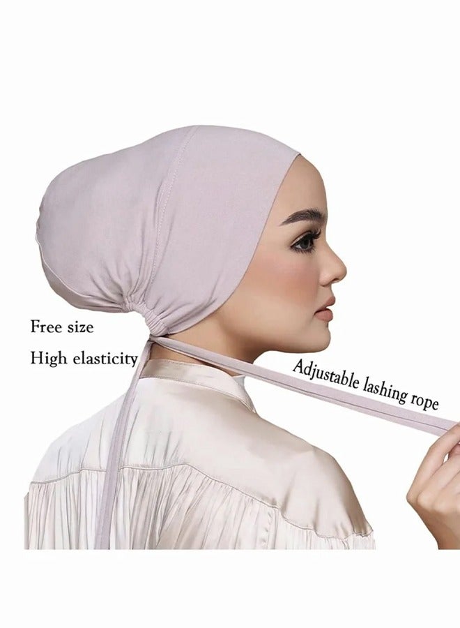 Women Under Scarf 3PCS Chemo Headwear Hat Hijab Cap Islamic Muslim with Tie-Back Closure - Image 3