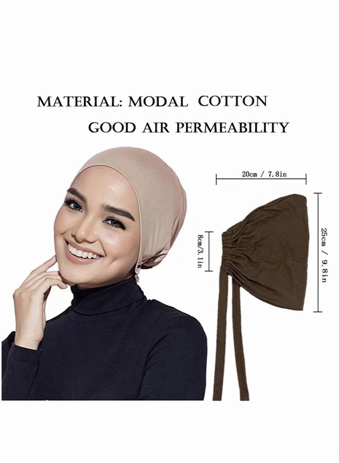 Women Under Scarf 3PCS Chemo Headwear Hat Hijab Cap Islamic Muslim with Tie-Back Closure - Image 4