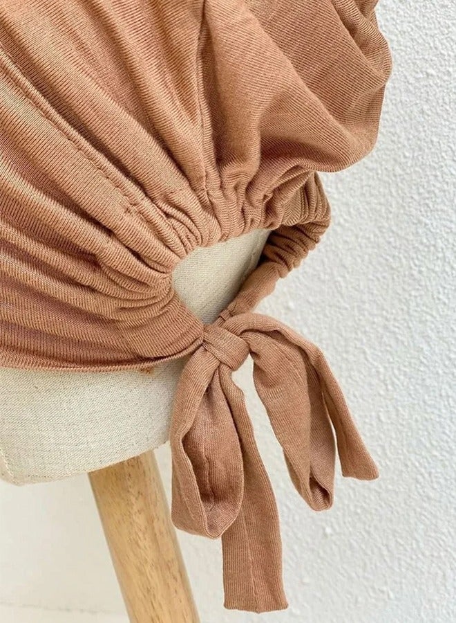 Women Under Scarf 3PCS Chemo Headwear Hat Hijab Cap Islamic Muslim with Tie-Back Closure - Image 5