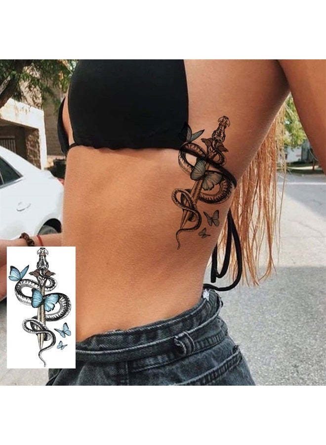 Ooopsiun 12 Large Sheets Snake Temporary Tattoos For Men Women , Cool Waterproof Body Fake Tattoo Sticker for Aldult 3D Cobra Mamba Viper Arm Tattoos - Image 2