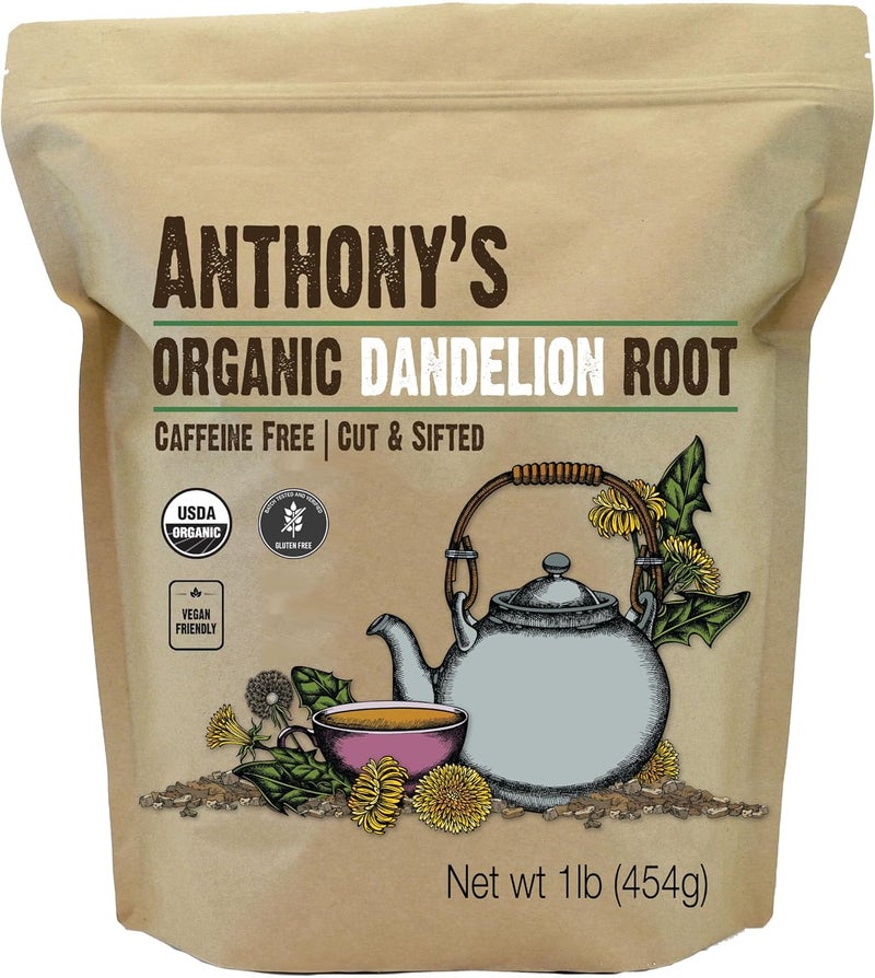 Anthony's Organic Dandelion Root - Caffeine Free, Cut & Sifted Herbal Tea - 1 lb (454g) - Image 1