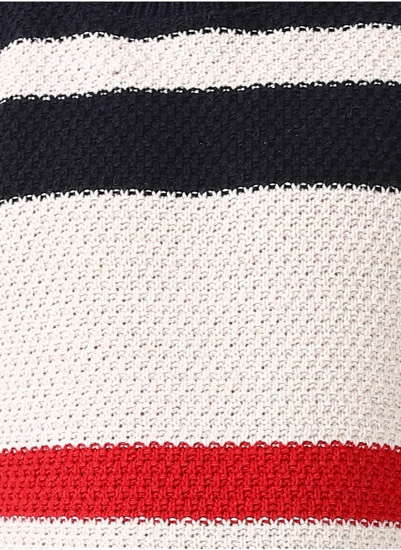 Andora Long Sleeves Striped Boys Pullover - Navy Blue, Off White & Red_ Navy Blue, Off White & Red  - Image 5