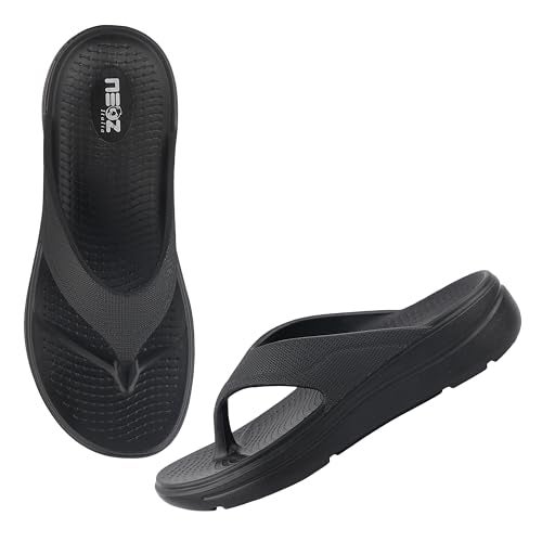 Neoz Extra Soft Men's Slippers with Cushion FootBed for Adult | Comfortable & Light Weight | Stylish & Anti-Skid | Waterproof & Regular Flip Flops for Gents/Boys, M-ZENO-NERO_7 - Image 2
