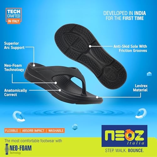 Neoz Extra Soft Men's Slippers with Cushion FootBed for Adult | Comfortable & Light Weight | Stylish & Anti-Skid | Waterproof & Regular Flip Flops for Gents/Boys, M-ZENO-NERO_7 - Image 3