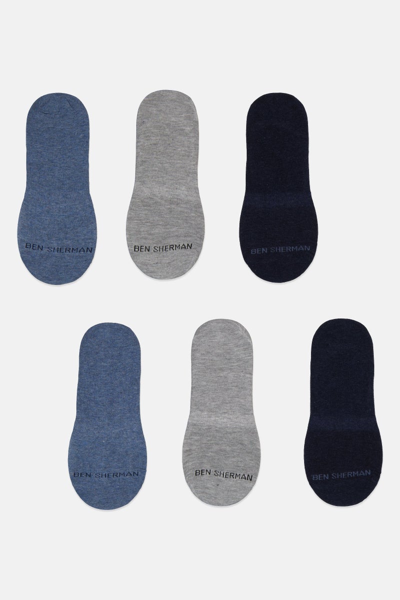 Men 6 Pairs Brand Logo No Show Socks, Multicolor