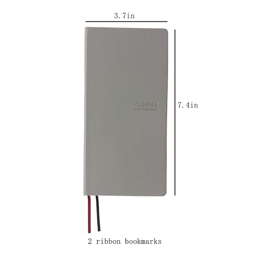 receip Undated Weekly Planner Notebook Pocket Organizer Appointment Book Journal Notebook A6 Week Plan Notepad (Light Grey with cover) - Image 2