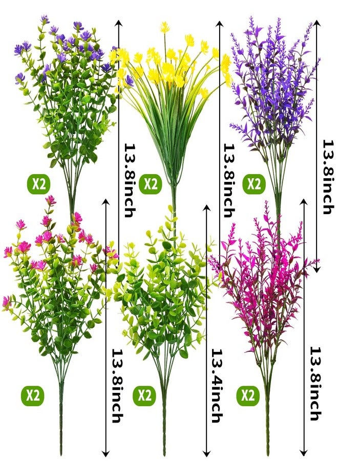 KLEMOO 12 Bundles Outdoor Artificial Fake Flowers UV Resistant No Fade Boxwood Faux Plastic Shrubs Plants for Garden Patio Porch Window Box Home Wedding Farmhouse Hanging Décor - Image 2