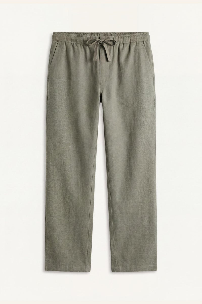 DeFacto Green Man Regular Fit Plus Size Tie Waist Trousers Casual - Image 5