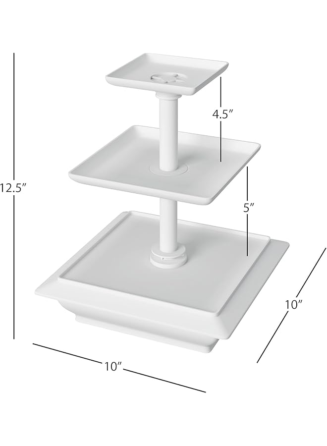 erorex 3 Tier Food Tray Riser – Elegant White Appetizer Dessert And Fruit Display Stand Modern Cake Cupcake Serving Platter For Parties Buffets Ramadan Hosting And Home Entertaining - Image 2