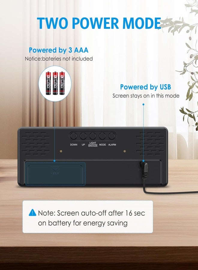 AMIR Upgraded Digital Alarm Clocks for Bedrooms, LED Digital Clock with Dual Power Supply, 12/24H, Dimmable,DST,Snooze,Desk Clock for Home Office School - Image 3