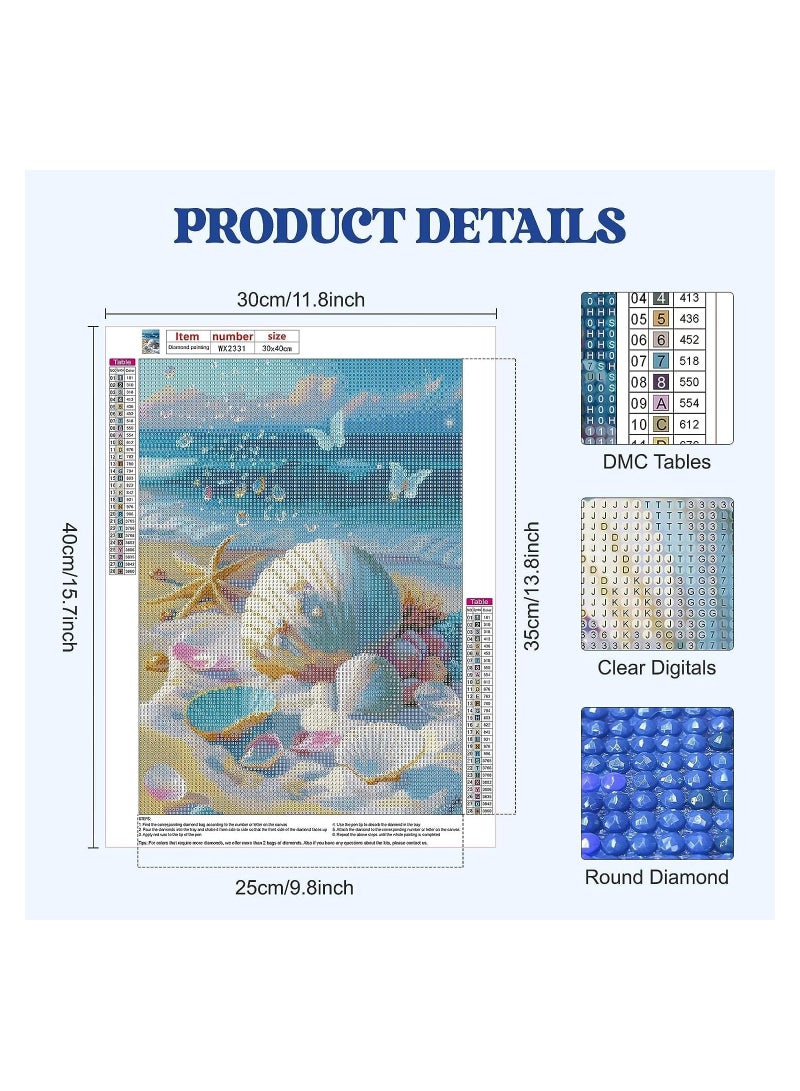 RATSAW 5D Diamond Painting Set for Adult Beach Diamond Full Drill Painting Art Home Wall Decoration 30 x 40cm Shell - Image 2