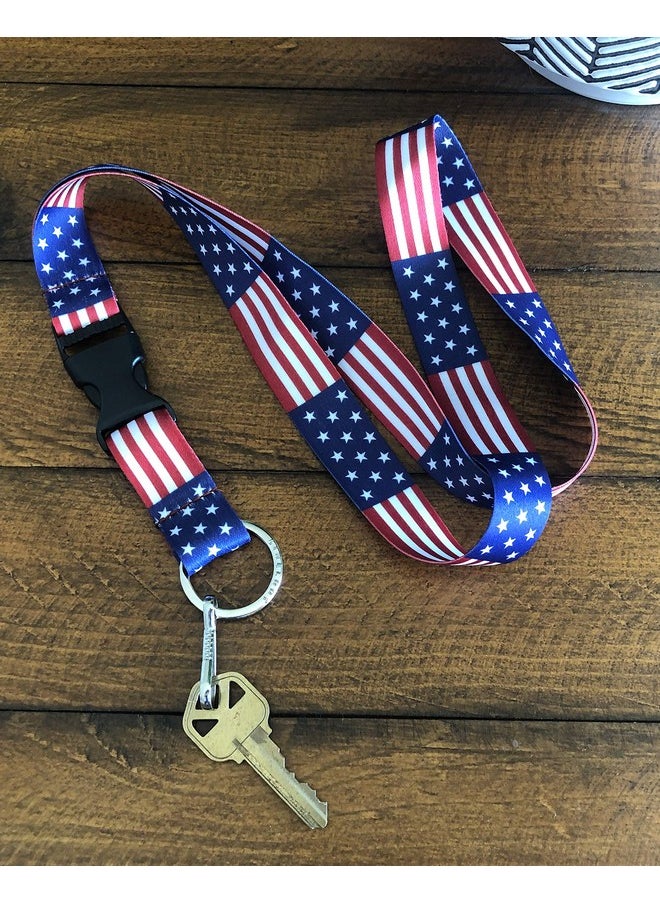 Limeloot - American Flag Lanyard With Release Buckle And Key Chain Holder - Image 1