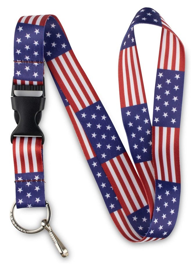 Limeloot - American Flag Lanyard With Release Buckle And Key Chain Holder - Image 1